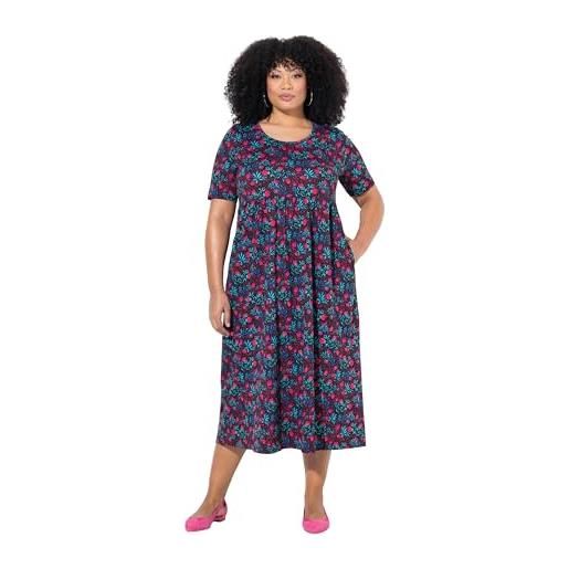 Ulla Popken maxi abito dal taglio svasato con tasche, scollo a girocollo e mezze maniche nero 54+ 839693100-54+