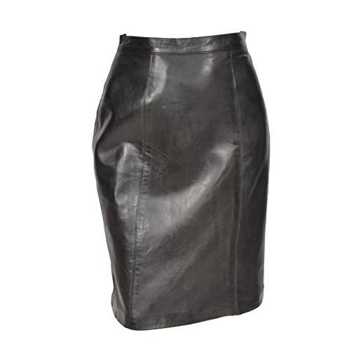 House Of Leather vera pelle delle donna lunghezza del ginocchio 22inch gonna di matita club ufficio skt1 nero (eu 40)