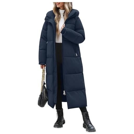 Vancavoo giubbotto donna invernale cappotto lungo giacca cappotti imbottita caldo parka felpa con cappuccio trapuntato giaccone outwear, cachi chiaro, xl