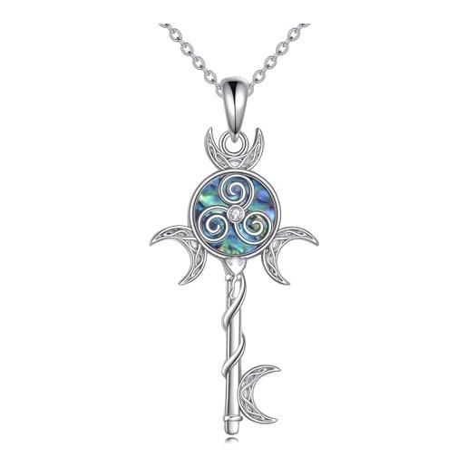 Collana Con Ciondolo Triskele Triskelion In Acciaio Inox 316L - Oro O Argento - 50 Cm - Gioiello Uomo E Donna