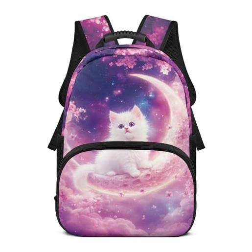Zaino Leggero Per Bambini Con Design Gatto E Pesce – Borsa Per Asilo E Scuola Materna – Zainetto Giornaliero Con Tasche Multiple Per Ragazzi E Ragazze Dai 2 Agli 8 Anni