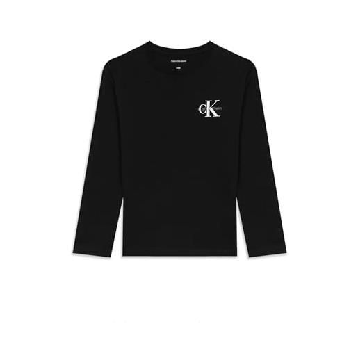 Calvin Klein jeans t-shirt manica lunga in cotone nero con logo sul petto (it, età, 14 anni, regular, bambino, nero)
