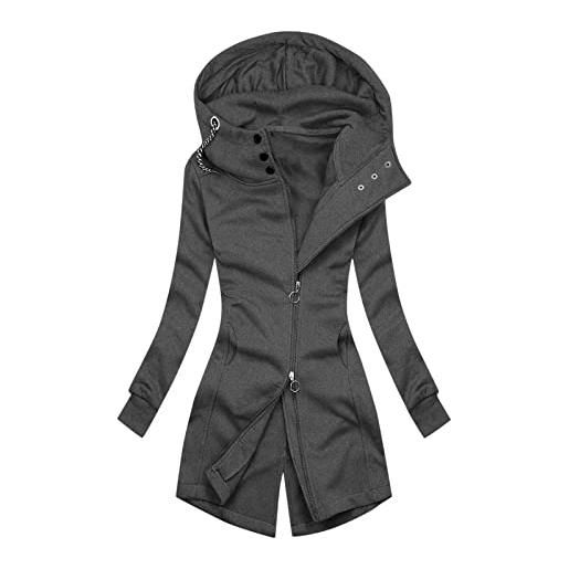 Fannyfuny cappotto giubbotto donna parka con tasche con cappuccio tinta unita piumino donna pesante con zip completa media lugghezza elegante cappotti colletto alto caldo casual giacca impermeabile nero outdoor