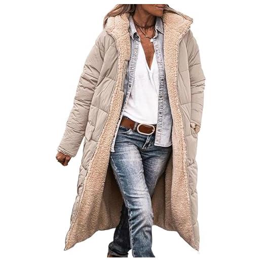 Valtorixia vestiti invernali da donna 2025 cappotti lunghi in pile di shearling oversize con cappuccio, verde militare, m