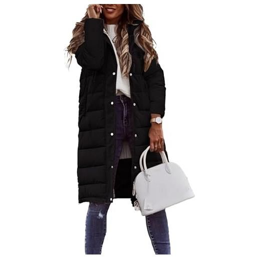 Valtorixia vestiti invernali da donna 2025 cappotti lunghi in pile di shearling oversize con cappuccio, nero a2, xxl