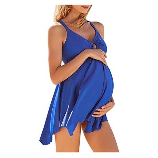 LOIJMK costume da bagno per gravidanza, 2 pezzi, costume da bagno premaman in due pezzi, comodo bikini da donna, costume da bagno sexy, costume da bagno da donna, blu, xl