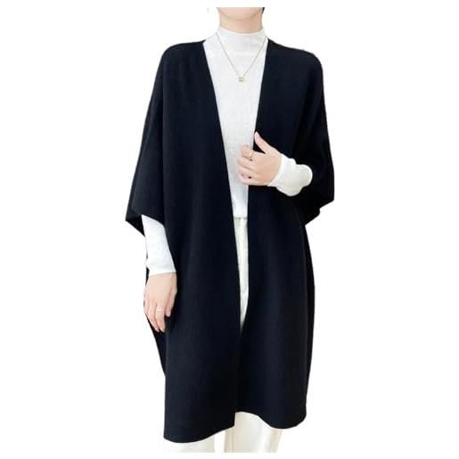 Ailaile 100% lana merino scialle avvolgere donna lavorato a maglia poncho mantello cardigan autunno inverno allentato aperto maglione cappotto, marrone moka, taglia unica
