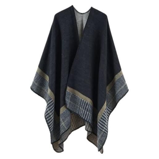 Daysskk poncho & capes per donna sciarpa donna calda coperta invernale aperta frontale, modello 3-nero, 160*130cm