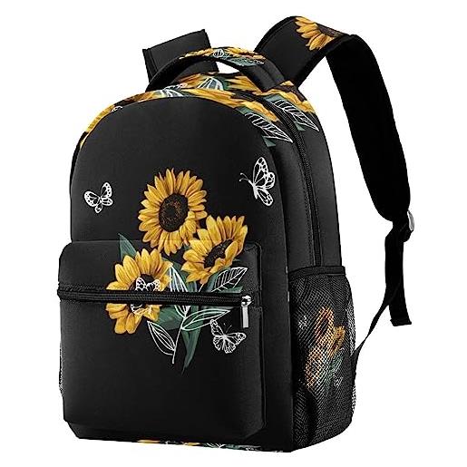 JUZGTSIT zaino per la scuola con farfalle e girasole, per ragazzi e ragazze, leggero e casual, multicolore 17, taglia unica