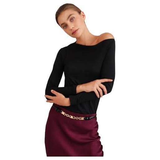 Cotonella maglia monospalla a maniche lunghe in viscosa, cipria, adc33 (it, testo, l, regular, regular, nero)