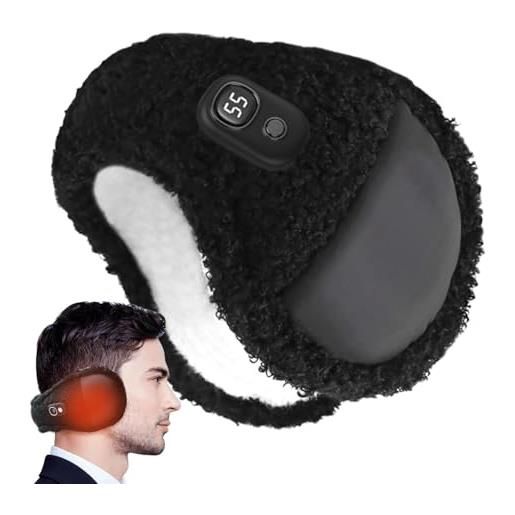 shjxi paraorecchie riscaldate con fodera in pile, 3 modalità di temperatura regolabili, paraorecchie usurate, spegnimento automatico, protezione termica per le orecchie per sci, escursionismo, 