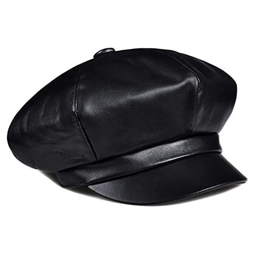 Dunxiles cappelli da strillone da donna cappello da pittore cabbie in vera pelle berretto da pittore, cappello da berretto con visiera berretti da strillone casual per cappello da donna autunno inverno, berre