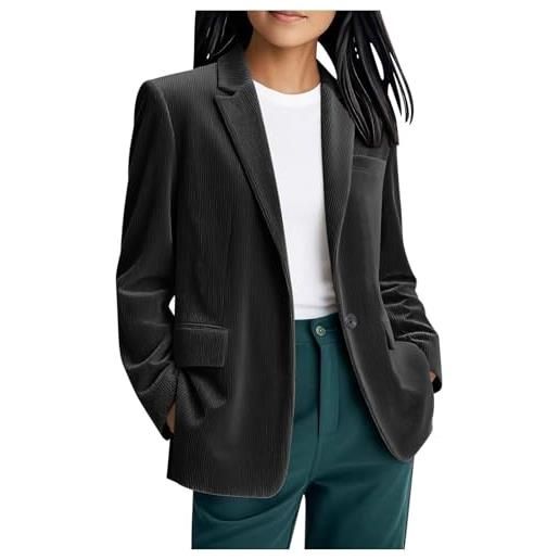 Generic blazer in velluto a coste da donna alla moda con colletto con risvolto con tasca e un bottone casual vestibilità ampia giacca da lavoro da ufficio giacca da donna giacca lunga da donna capispalla 2025