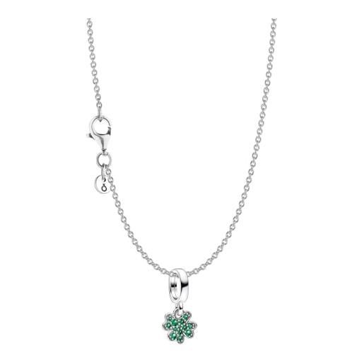 Collana Quadrifoglio Portafortuna Per Donna In Acciaio Inossidabile - Ciondolo Fiore 5 Petali Con Catena Regolabile 40-45 Cm - Regalo In Scatola