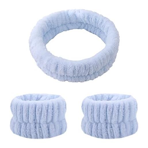 CUZXC 3 pezzi fascia da lavaggio per spa da polso, fascia morbida per la cura della pelle, fascia elastica da polso, riutilizzabile fascia cosmetica soffice per ragazze donne