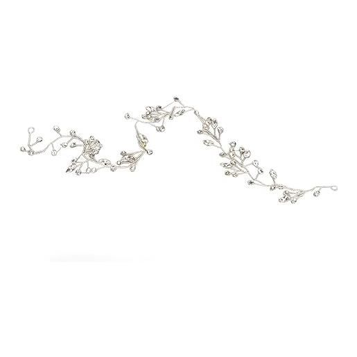 Buachois tralcio per capelli con strass, 37,5 cm/14,8 pollici elegante pezzo di capelli in cristallo, filo in lega resistente con strass lucidi per capelli da sposa per matrimoni, feste di compleanno