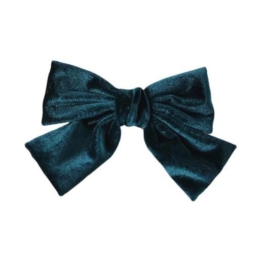 ALANIZ fasce for capelli da donna clip for fiocco for capelli da donna fiocco in velluto barrette clip laterale coda di cavallo accessori for capelli for ragazze regali di compleanno(dark green)