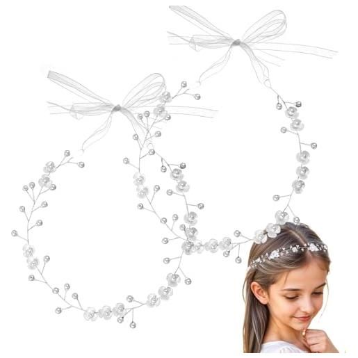 ZWWOGE 2 pezzi di coroncine fiori per capelli da bambina, decorazioni floreali per capelli da bambina, coroncine di fiori per matrimoni, decorazioni per comunioni, matrimoni, compleanni, feste