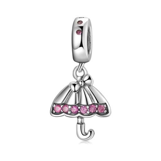 LES FOLIES DI PAOLA GRIECO charm ombrello pioggia strass rosa ciondolo pendente in argento 925 - les folies per pandora