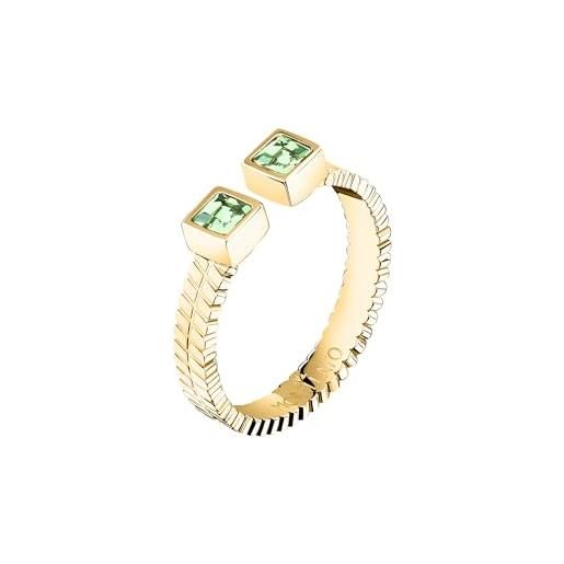 Morellato anello donna in acciaio, cristalli, aperto, collezione gioia, idee regalo fidanzata