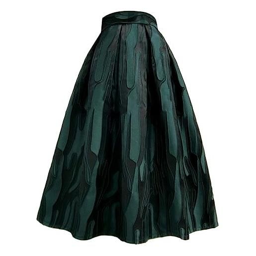 Fjnbbiot gonna a pieghe lunga a vita alta in jacquard a righe da donna elegante vintage primavera autunno