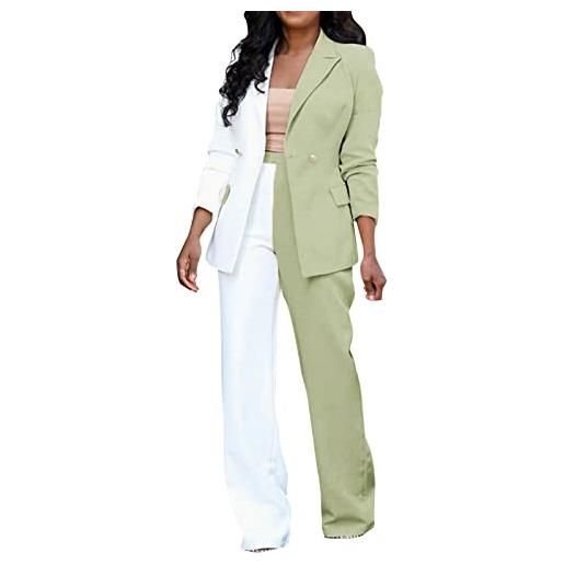 HEONSATI completo donna tailleur tailleur due pezzi casual eleganti completo da cerimonia aperto davanti colletto slim fit set ufficio blazer e pantaloni complete da lavoro curvy per business e matrimoni