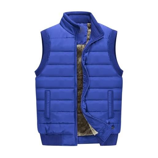 Peuignao gilet trapuntato uomo gilet imbottito pile uomo invernale giubbotto giubbino smanicato uomo taglie forti giacca senza maniche cappotto smanicato uomo oversize gilet felpato micropile uomo azzurro m