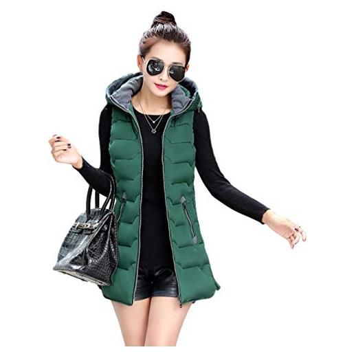 LaoZan piumino da smanicato donna senza maniche giubbotto casual gilet con cappuccio caldo imbottito giubbino veste (stile 6, xl)