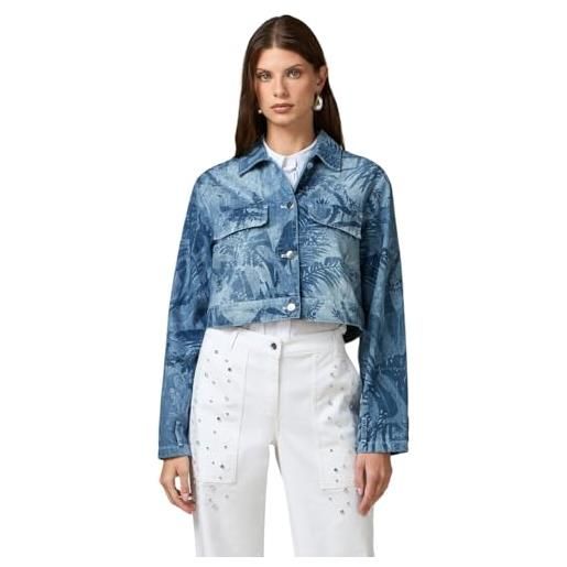 Oltre: giubbotto corto in denim stampato azzurro. 50 stagione autunno inverno 2024