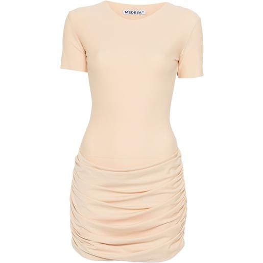 MEDEEA abito corto con ruches - toni neutri