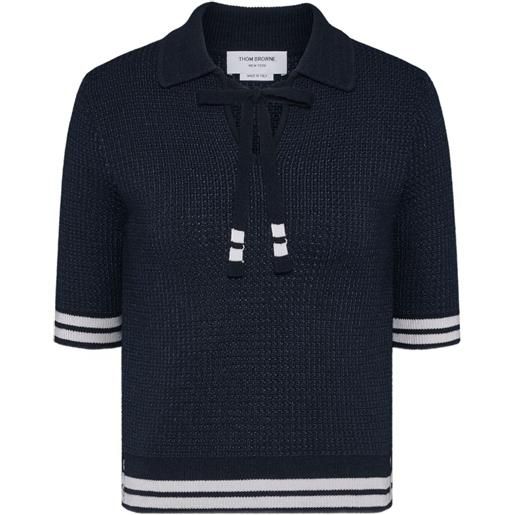 Thom Browne polo con cuciture - blu