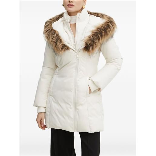 GUESS USA giacca in pelliccia sintetica con cappuccio - bianco