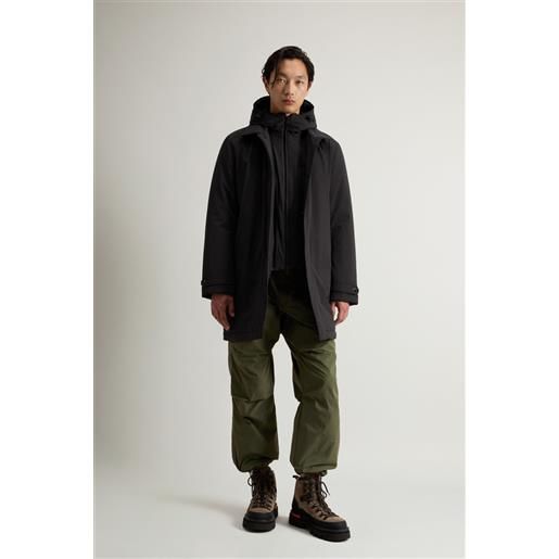 Woolrich uomo soprabito 2 in 1 in nylon elasticizzato nero taglia xs