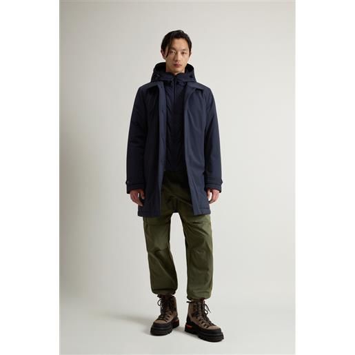 Woolrich uomo soprabito 2 in 1 in nylon elasticizzato blu taglia xs