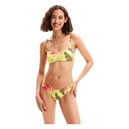 Desigual swim_palms_top bikini, giallo, s donna