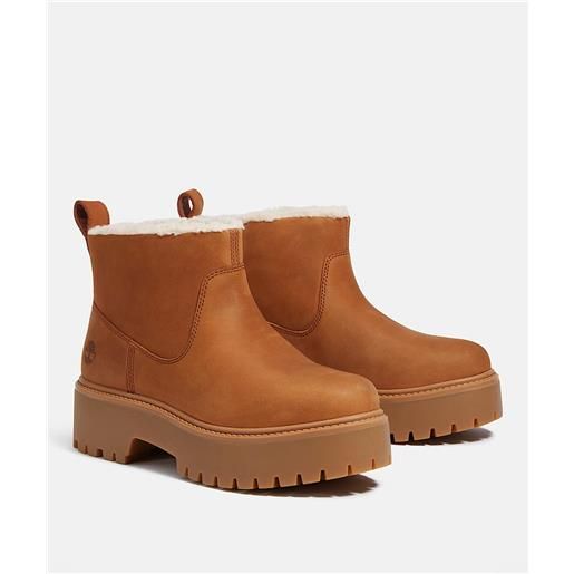 Timberland stivale foderato con plateau stone street da donna in marrone