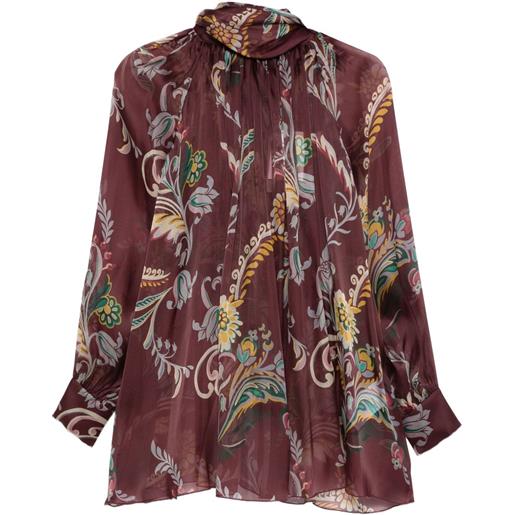 ETRO blusa in seta con stampa paisley - rosso