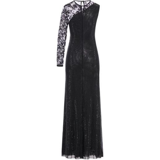 Self-Portrait abito lungo con strass - nero