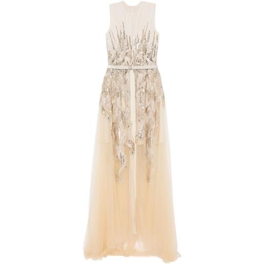 Saiid Kobeisy abito con ricamo - toni neutri