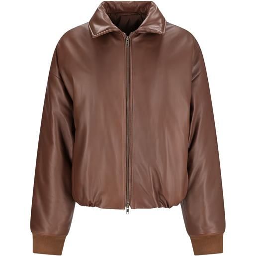 Salvatore Santoro giacca in pelle a maniche lunghe - marrone