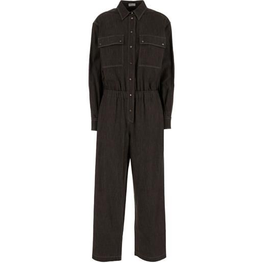 Brunello Cucinelli tuta intera con bottoni - marrone