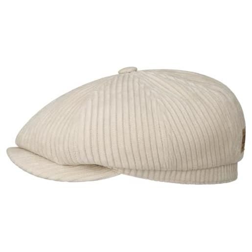 Stetson coppola hatteras corduroy jersey uomo - made in the eu berretto newsboy cappello piatto con visiera, fodera inverno autunno/inverno - l (58-59 cm) beige chiaro