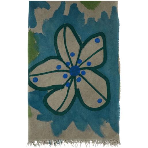 Exquisite J sciarpa a fiori con frange - toni neutri