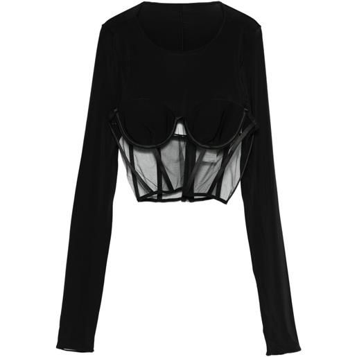 Nensi Dojaka t-shirt con inserti in rete - nero