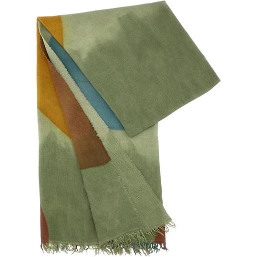 Exquisite J sciarpa con motivo geometrico e frange - verde