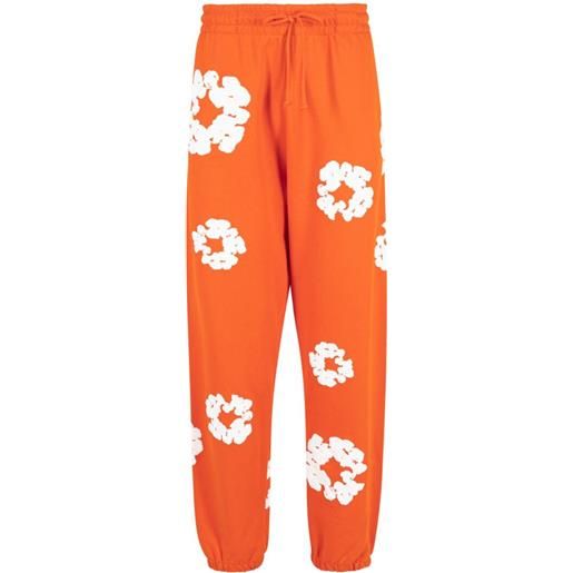 Denim Tears pantaloni sportivi the cotton wreath - arancione
