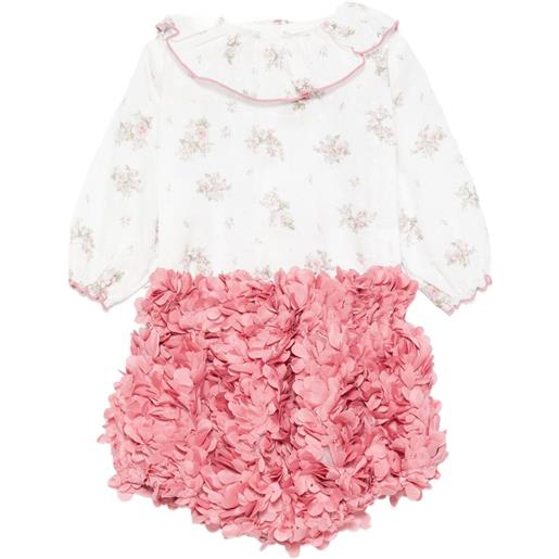 La Stupenderia set con body a fiori e ruches (2 pezzi) - bianco