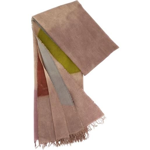 Exquisite J sciarpa con motivo geometrico e frange - toni neutri