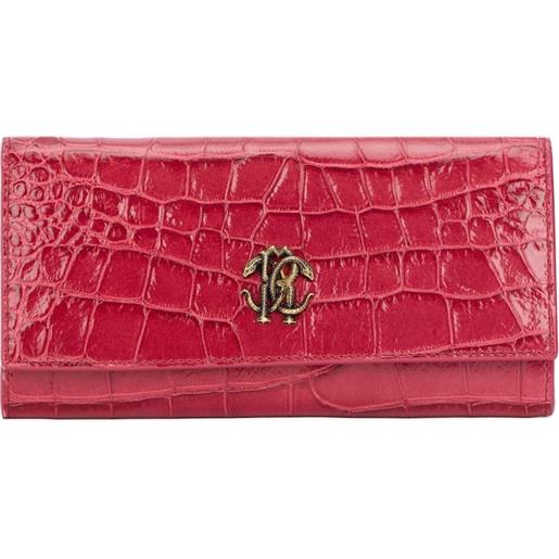 Roberto Cavalli portafoglio con effetto coccodrillo - rosa