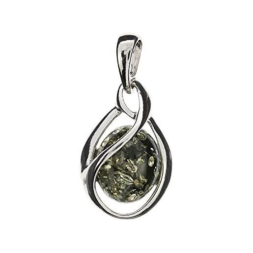 Ambra Baltica Naturale Certificata Ciondolo In Ambra Baltica E Argento Sterling 925 - Senza Catenina, Pietra Naturale 10x10 Mm Argento Sterling 925 Ciondolo